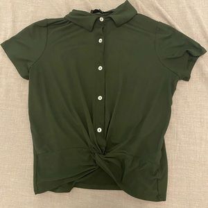 Emerald Green knot tied button up T-shirt